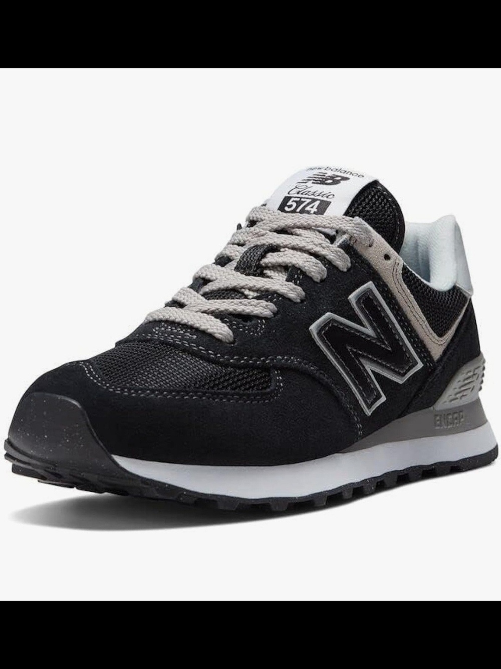 Womens New Balance Black & White 574 Retro Runner Size 8.5 Excellent Condition